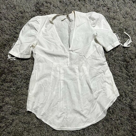 Free People White Cotton Babydoll Top Size S - Picture 1 of 6